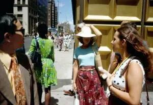 Joel Meyerowitz ©,a group of women standing on a sidewalk